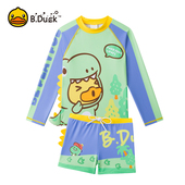 长袖 防晒中大童泳裤 套装 B.Duck儿童游泳衣分体新款 专业训练装 备