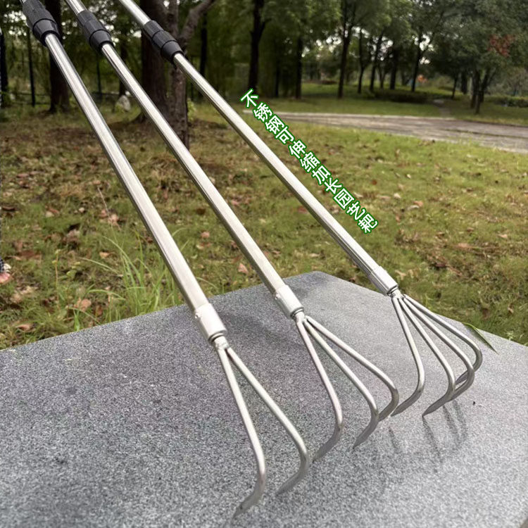 不锈钢加长伸缩捡菌菇耙子赶海