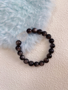 转运龙头手串节日礼物10mm 男款 天然黑曜石银曜石新中式 原创时尚