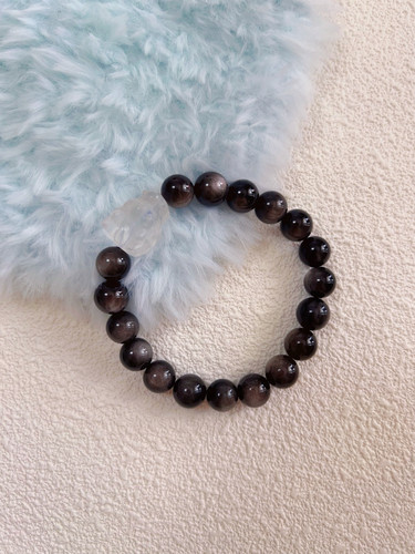 天然黑曜石银曜石手链新中式原创时尚男款转运龙头手串节日礼物