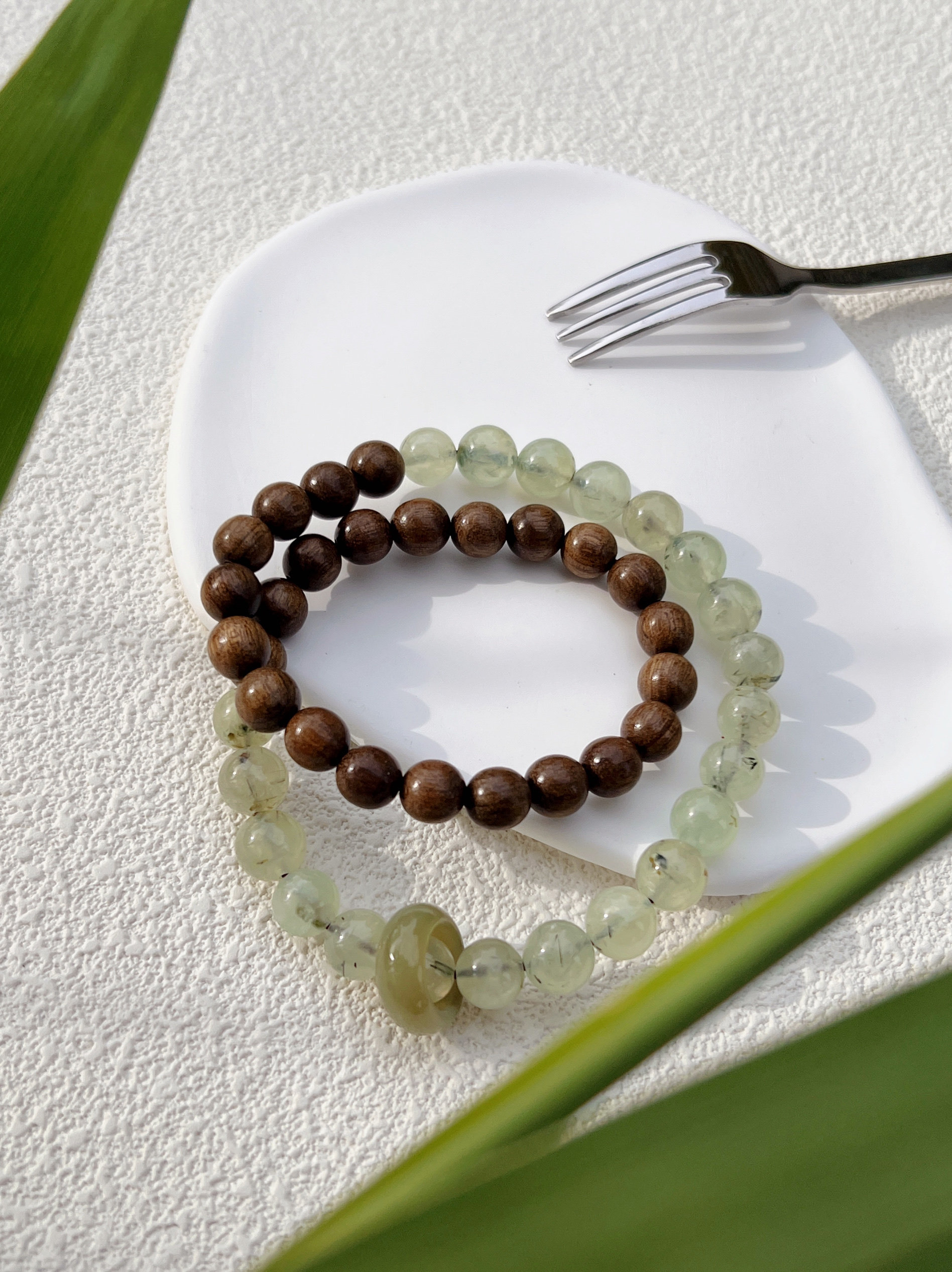 新中式金丝楠木葡萄石跑环双圈手链原创设计复古国风喜木缺木礼物