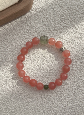 天然10mm南红葡萄石发晶925银九字真言卡环和田碧玉手串女款单圈