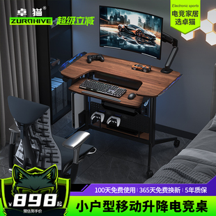 D2P家用科技感小尺寸电动升降桌电竞桌洞洞板一体可移动放主机