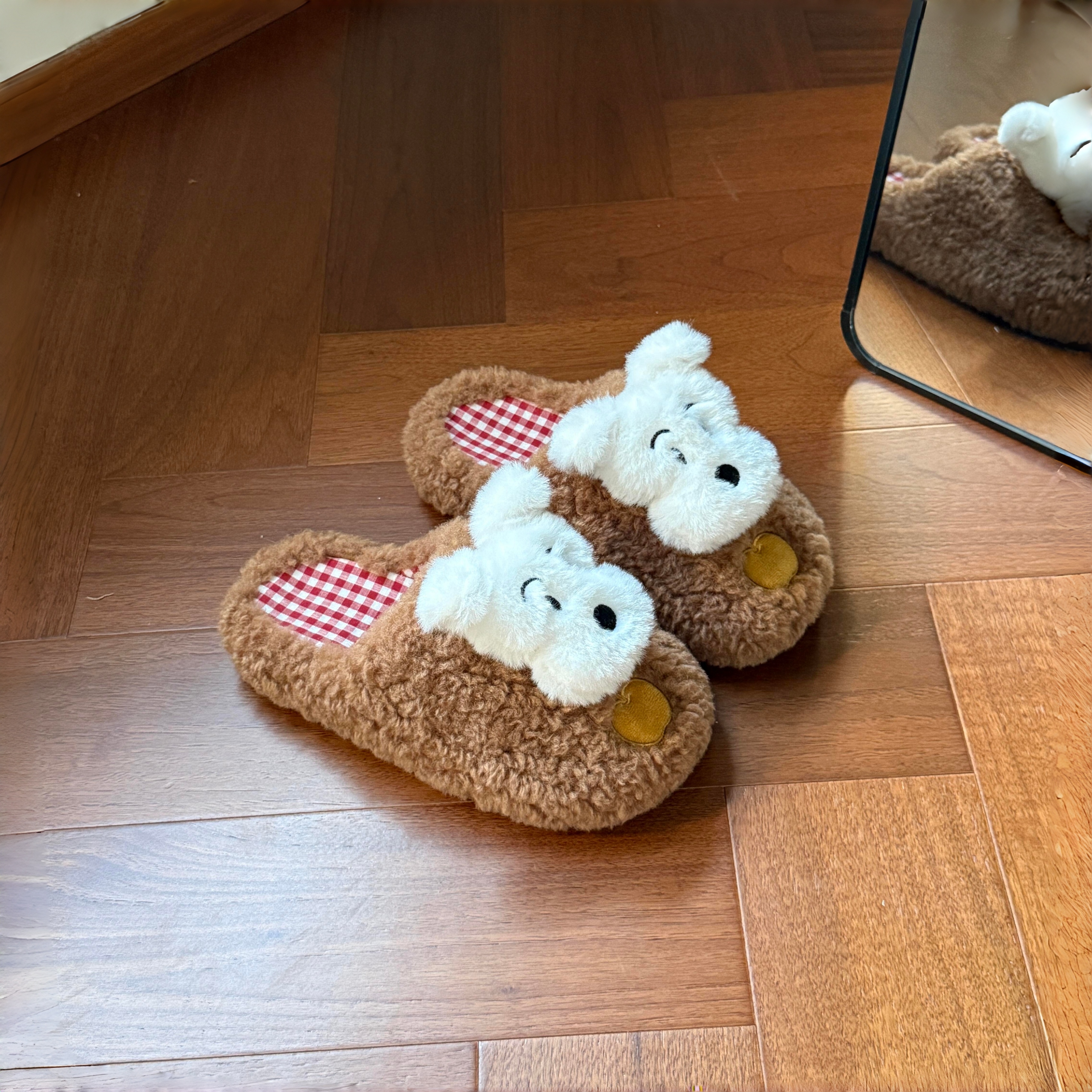 这棉拖鞋！！上脚软乎乎的好吗！