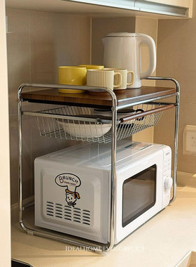 【厨房的100个快递】厨房微波炉电饭锅一体置物架子台面上方收纳