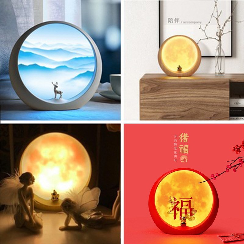 速发隐月灯情床氛围头创意装饰摆件景灯台灯礼品小夜灯生日礼物