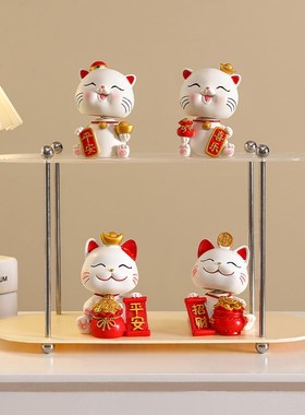 速发可汽招财猫车创摆件爱车内饰装饰用品载意高档中控台个性摇头