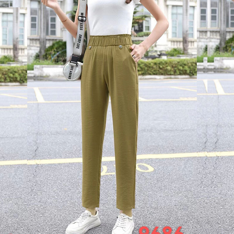 高货速发春秋款弹力西裤女九分裤休闲裤显瘦小脚直筒西裤宽松休闲