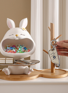 速发入户玄关收纳桌子摆件客兔兔面装饰品托盘电视鞋柜厅年