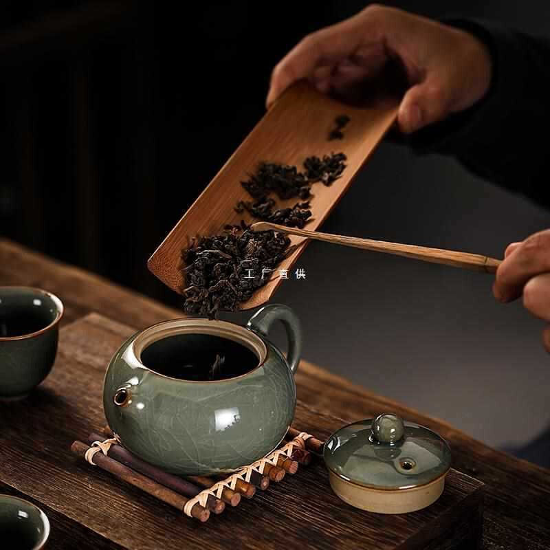 现货速发哥窑茶壶冰裂开片茶具西施侧把壶单壶家用复古茶具大小号