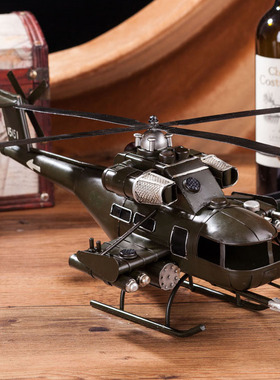 速发件古铁艺小飞机模型男孩房间装饰品儿房房摆复卧室书童布置道