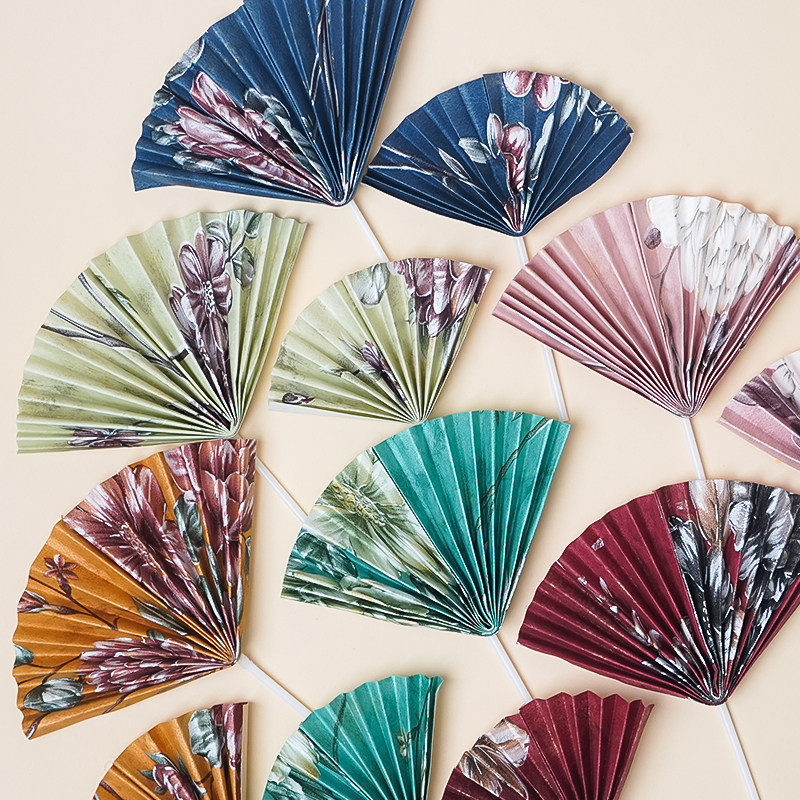 速发国潮风扇焙蛋糕装装品中式古风烘子摆件生日蛋糕甜品饰扮插卡