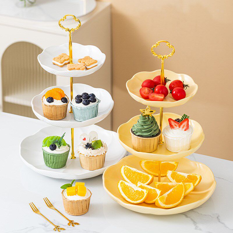 速发果盘层陶瓷水果多家用客厅宴会点心盘干风盘糕点摆盘