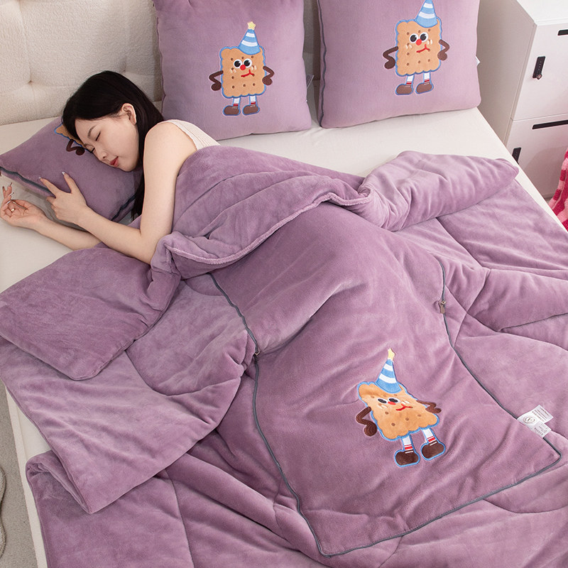 速发a类二加厚牛奶绒 车载抱枕被子两用午睡枕头被冬天车用靠枕