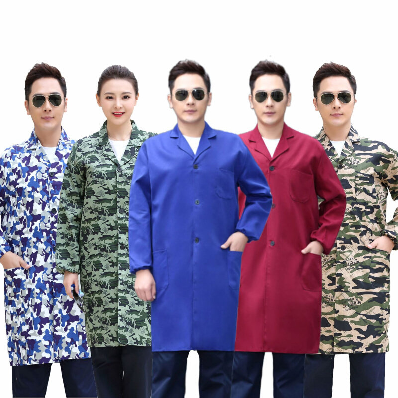 高货速发男女长款蓝大褂工作服长袖蓝色搬运服迷彩工作服防尘服