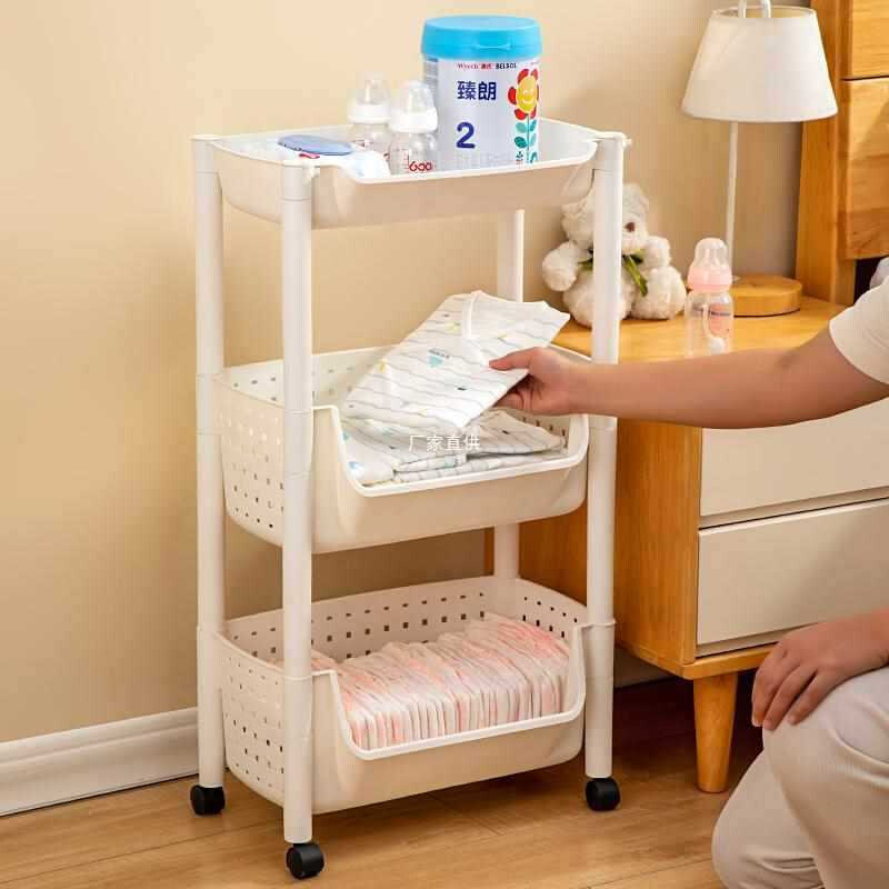 现货速发新生婴幼儿用品置物架宝宝护理小推车储物架可移动尿布台