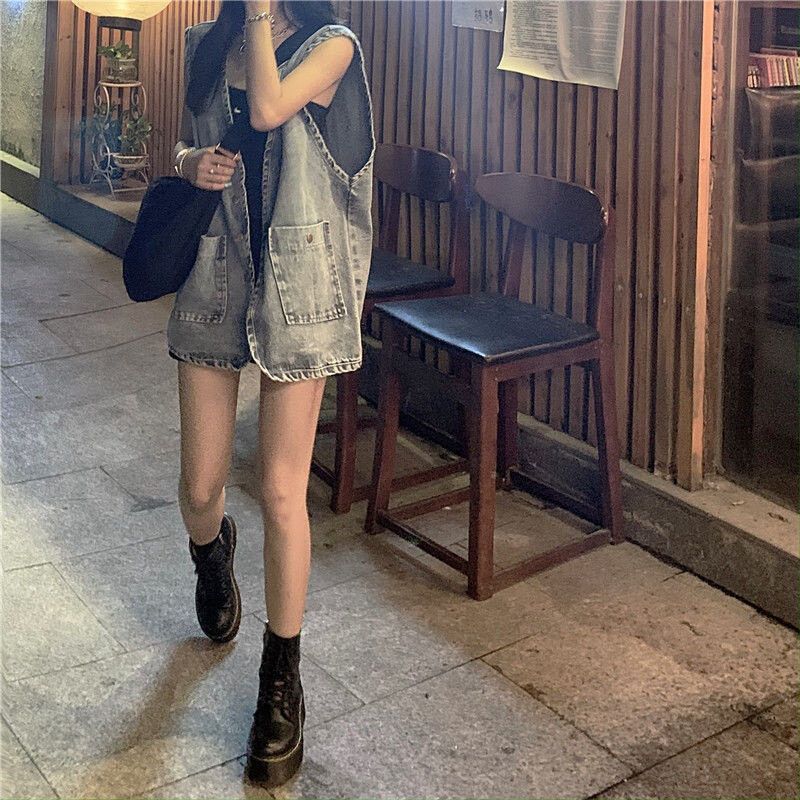 现货速发2024牛仔马甲外套女韩版百搭显瘦洋气bf学生工装外搭无袖