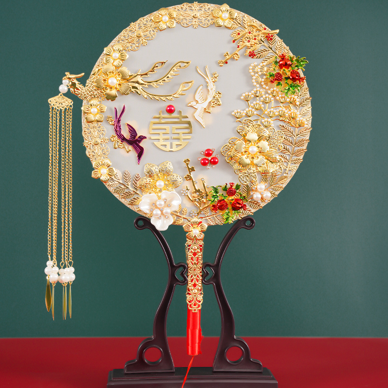 速发古风扇子新捧饰扇结婚喜扇秀禾服团扇龙凤褂配团中式手娘花婚