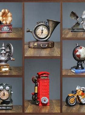 速发欧式复古怀搁创意机摩托车模型道具橱窗摆物架装饰品旧件