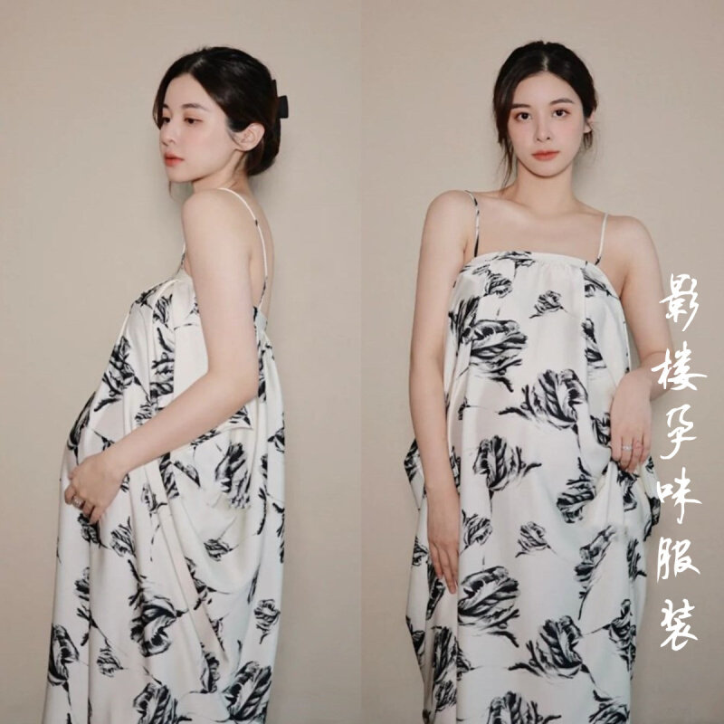 高货速发孕妇拍照服装时尚高级感拍照吊带裙影楼性感孕妈摄影碎花