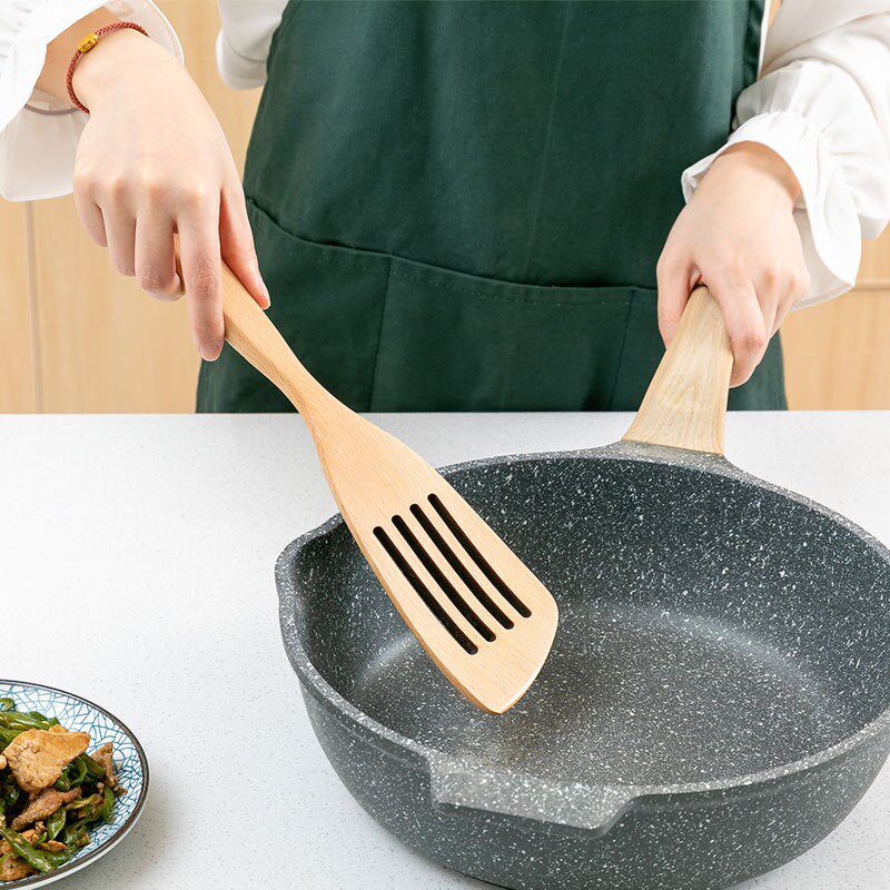 速发烹饪装铲六件套勺头木炒菜铲子榉木锅铲长柄汤勺不粘锅木铲