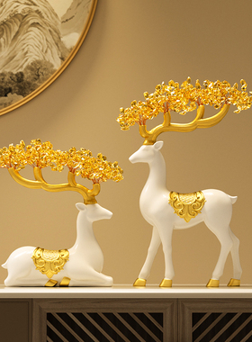 速发创意招财鹿摆件轻高奢装客厅电视柜博古架酒柜档饰品乔迁新居