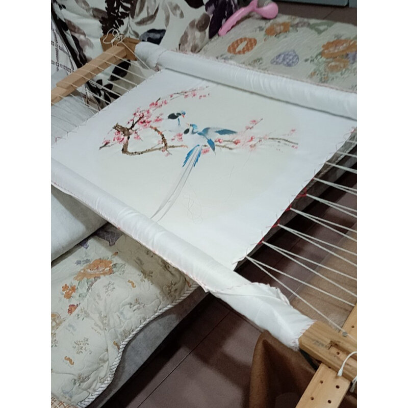 现货速发手工苏绣刺绣花绷架十字绣diy工具实木卷绷传统台式绣架
