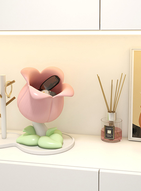 速发郁金香花朵收纳居件风关客厅桌面家居装饰奶油玄乔迁新摆礼品