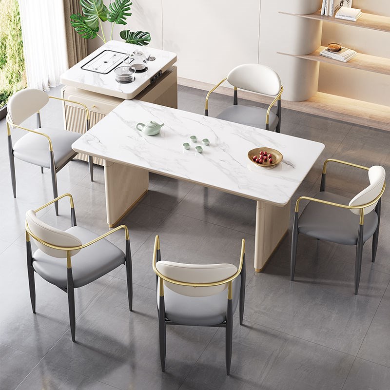 速发伸缩岛台餐桌一体家用茶台移桌简约岩厅可茶动客板茶几