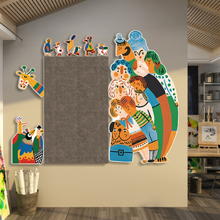 速发画展贴布置美术室场景幼儿毡环创毛园板培训机构班级墙室背景
