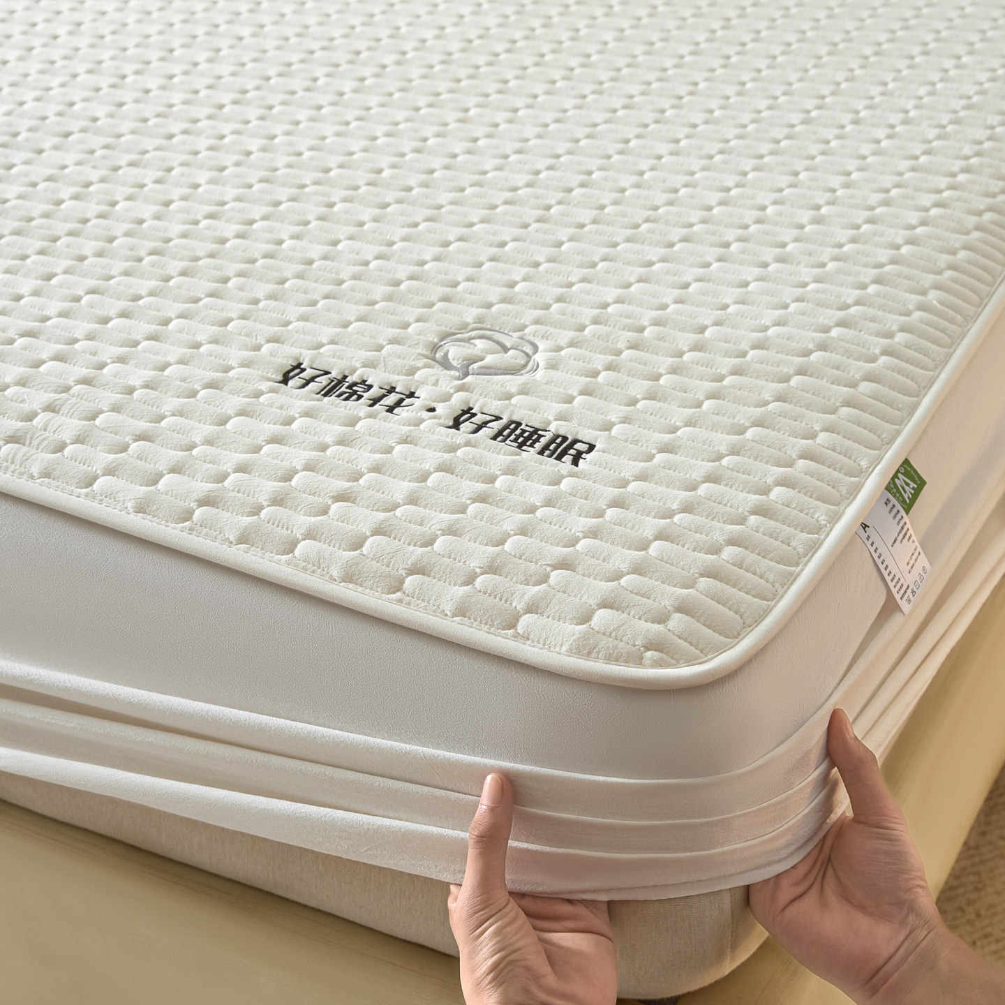 纯棉夹棉床笠新疆长绒棉花床罩防滑席梦思床垫保护套全棉床褥垫子