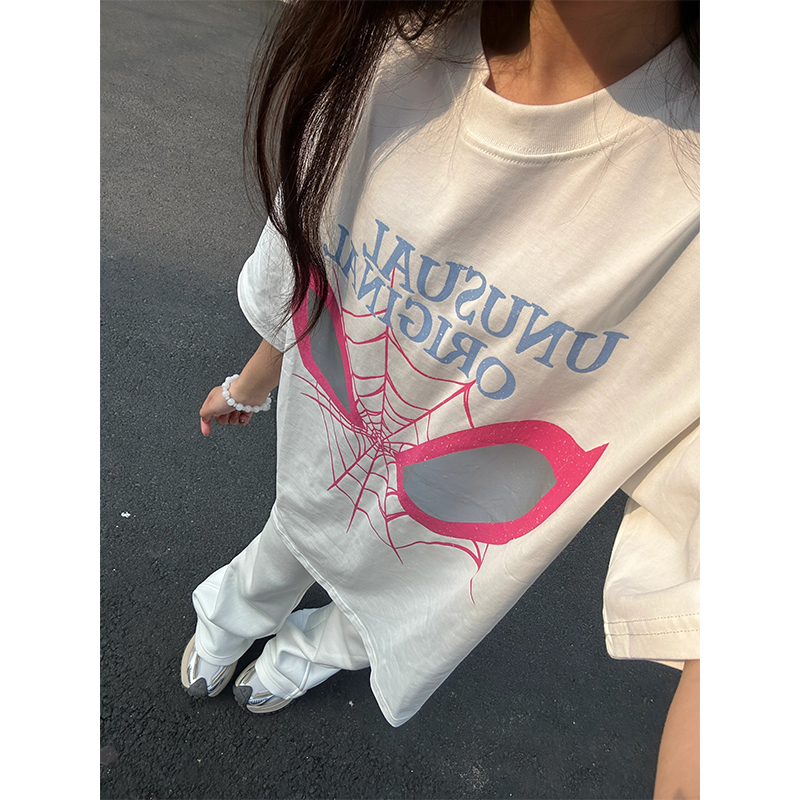 纯棉痞帅蜘蛛侠短袖t恤男女美式街头风欧美潮牌ins夏高街情侣半袖