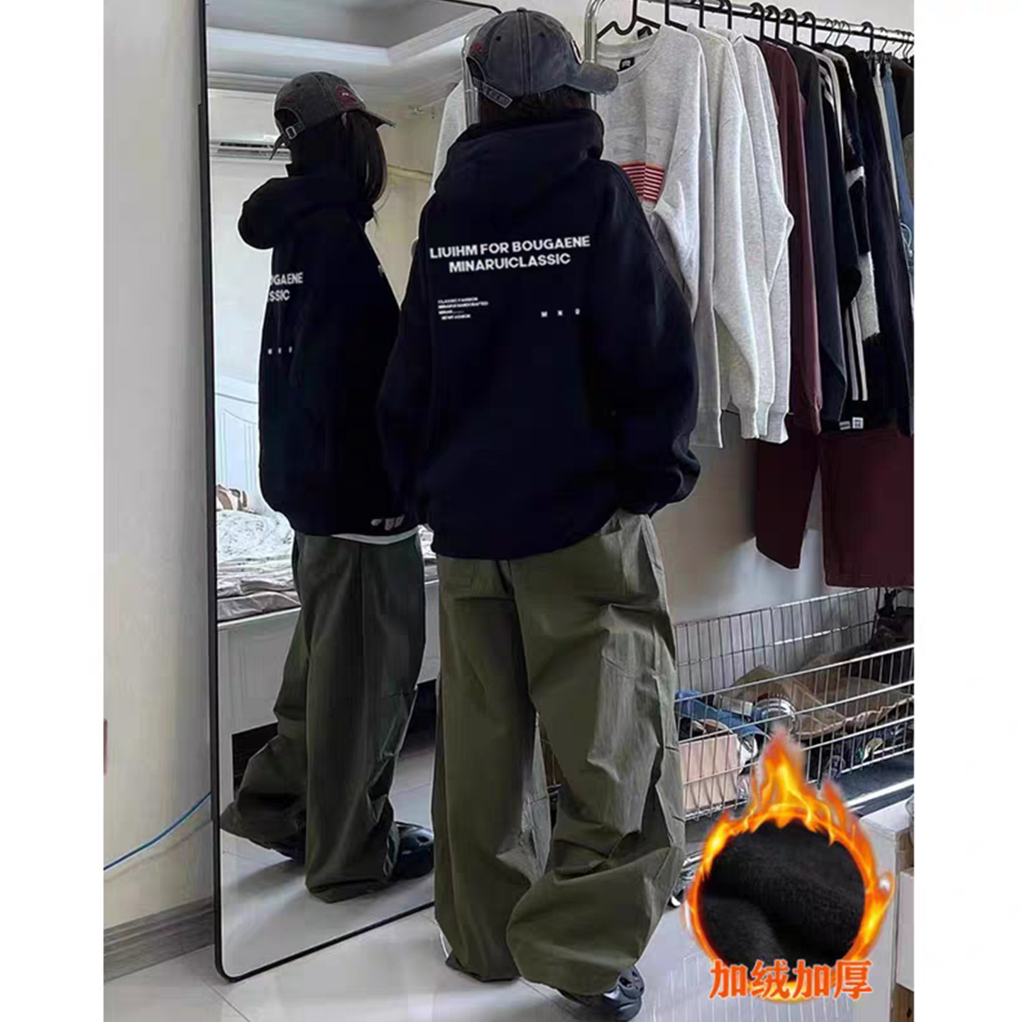 2025新款爆款字母印花帽衫初中生