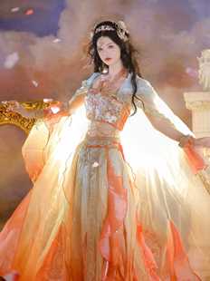 兰若庭原创【红绫锦鲤】异域风情立裁重工刺绣诃子齐腰飘带裙夏季