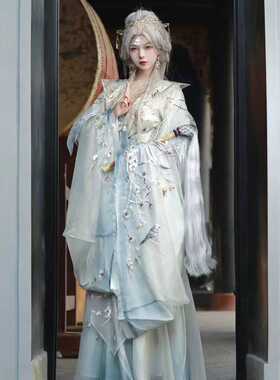 异志阁原创汉服【霁月瑶光】改良魏晋风刺绣重工仙冬季汉元素白色