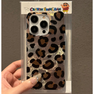 ins风高级感金闪闪豹纹适用iphone15promax苹果16手机壳14新款13褶皱纹12华为荣耀vivo小米红米K70oppo保护套