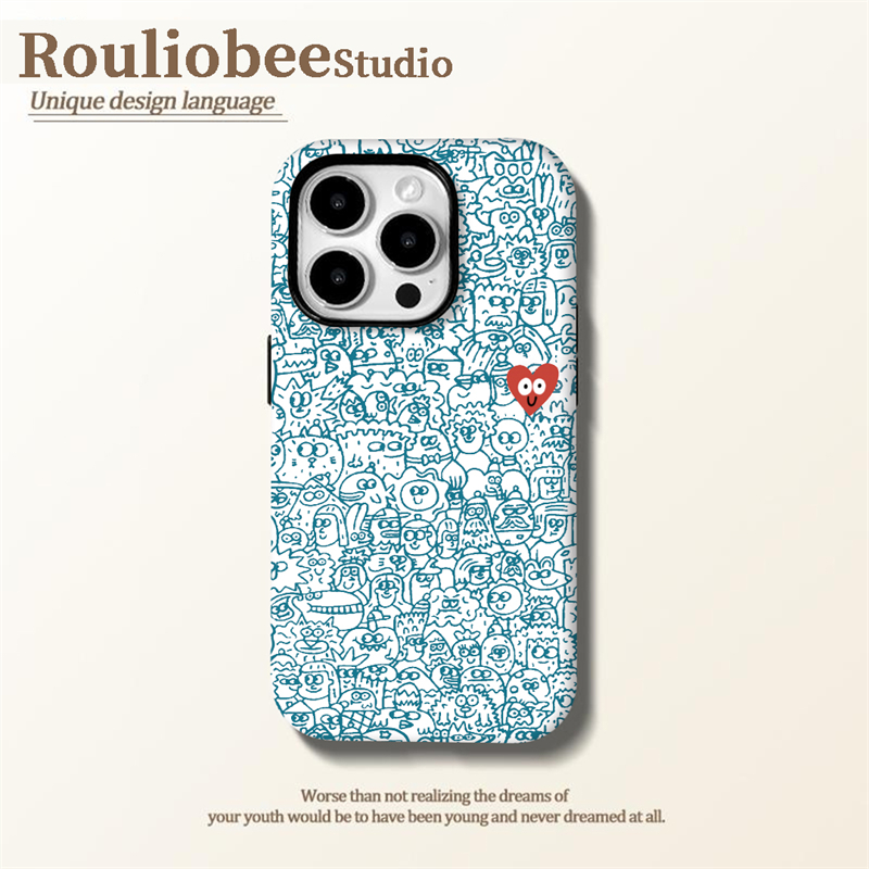 全机型蓝色线条爱心菲林手机壳