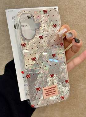 红色圆点蝴蝶结适用苹果16promax手机壳iPhone14/15新款13/12/11荣耀60华为p70高级红米女oppo小米vivos19套