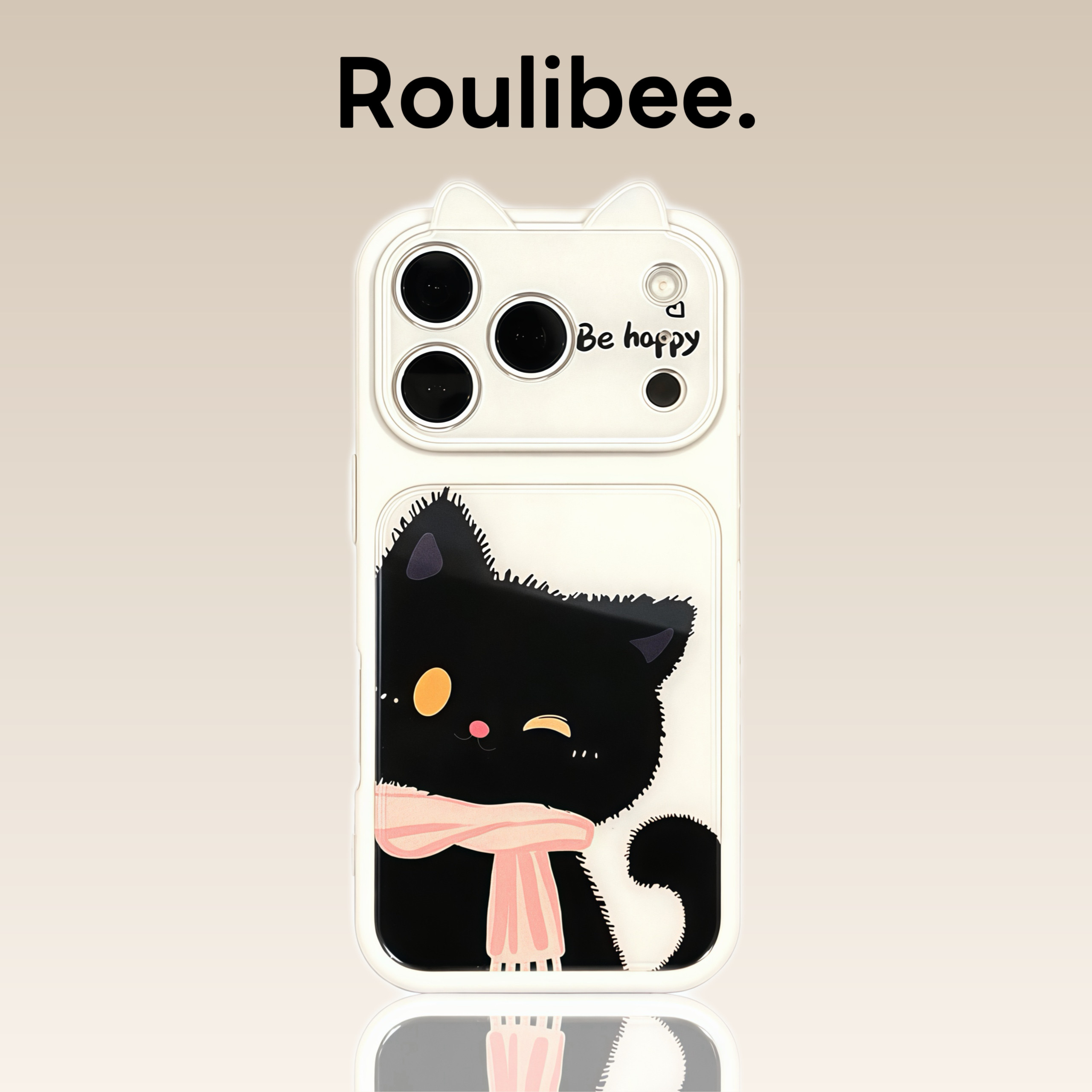 韩系小黑猫立体耳朵适用苹果17promax手机壳iphone16/15新款14华为mate80pro小米17简约创意pura90可爱reno13