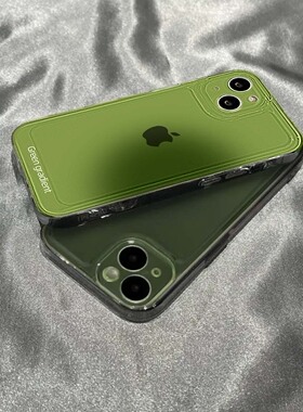 小众韩风绿色晕染适用苹果13手机壳iphone14/15红米k30华为p40软壳nova8荣耀50女潮vivox70oppoa72小米保护套