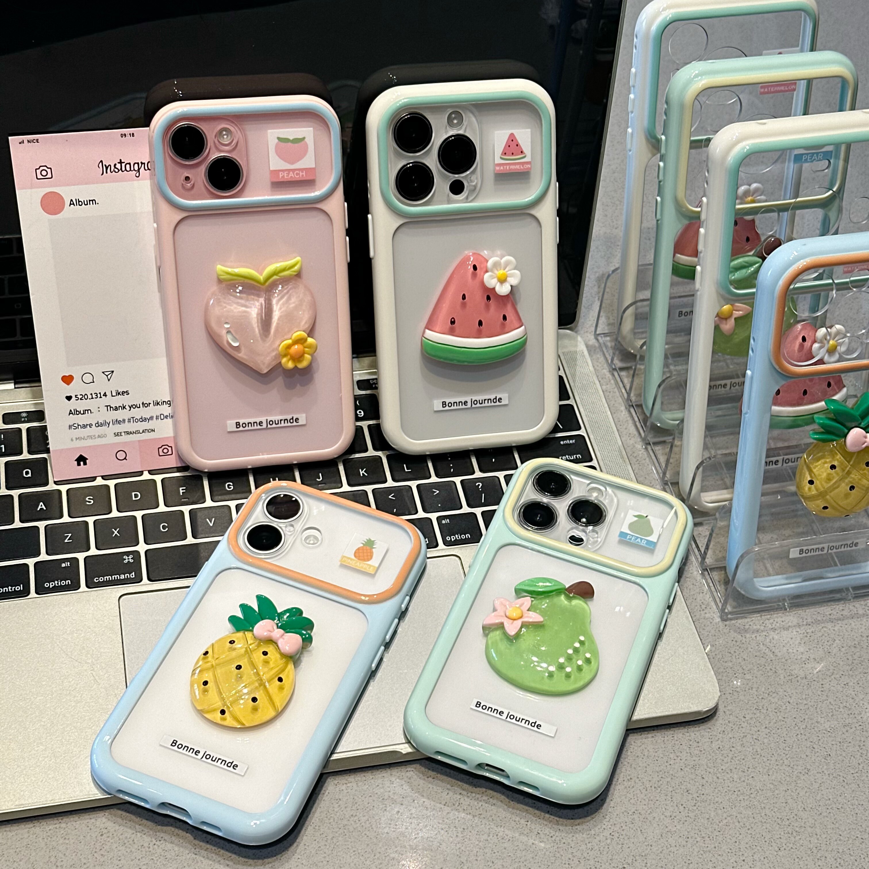 夏日立体西瓜水果贴件适用苹果17promax手机壳iPhone16/15新款14创意13华为PURA90情侣款vivo小米17红米oppo