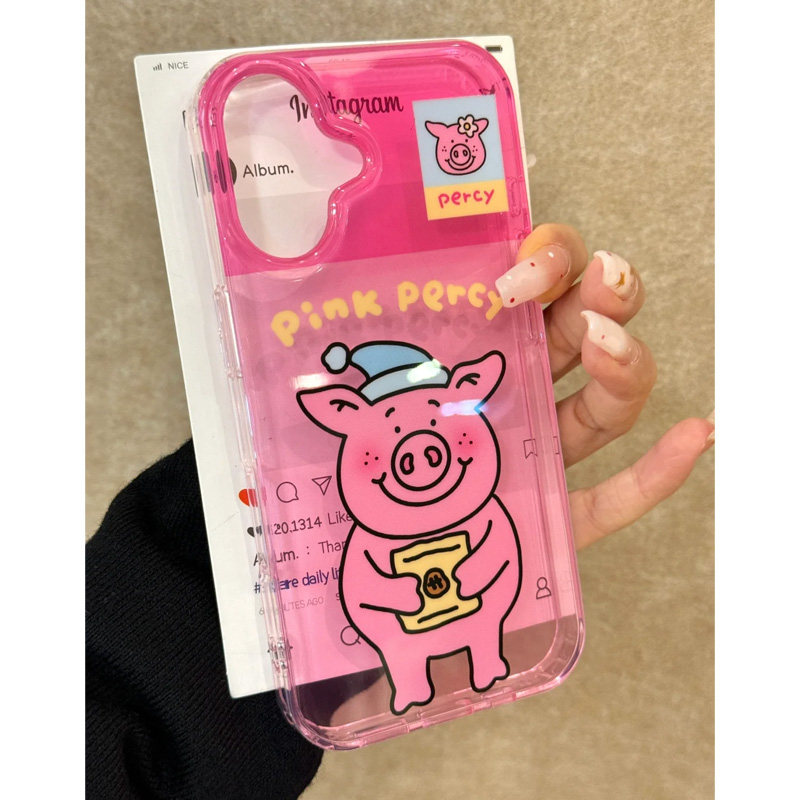 苹果硅胶软壳可爱睡帽粉色小猪