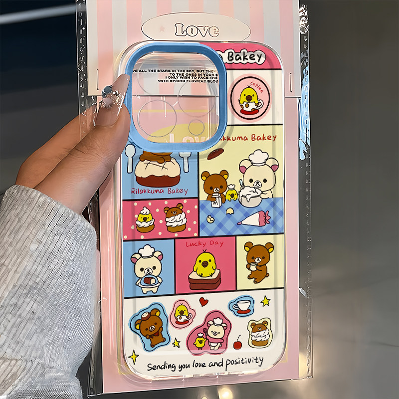 可爱满屏轻松熊适用iPhone15promax手机壳苹果16华为mate60透明OPPOReno12高级感vivo小米14红米note13保护套
