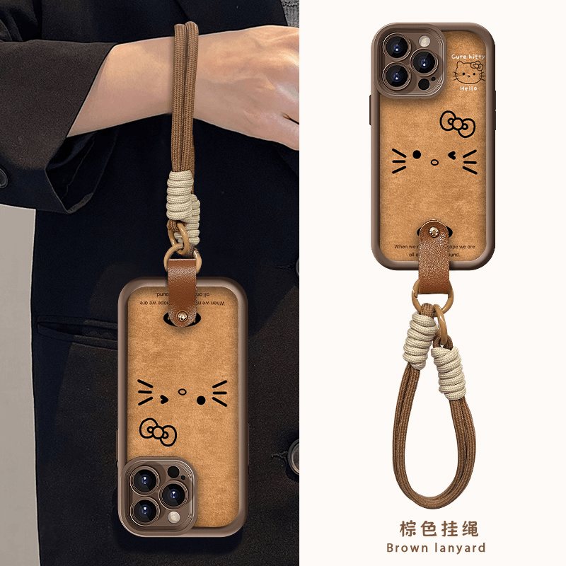秋冬美拉德kitty小表情适用苹果16promax手机壳iphone15/14新款13华为mate60pro女荣耀200腕带Reno12挂绳S19
