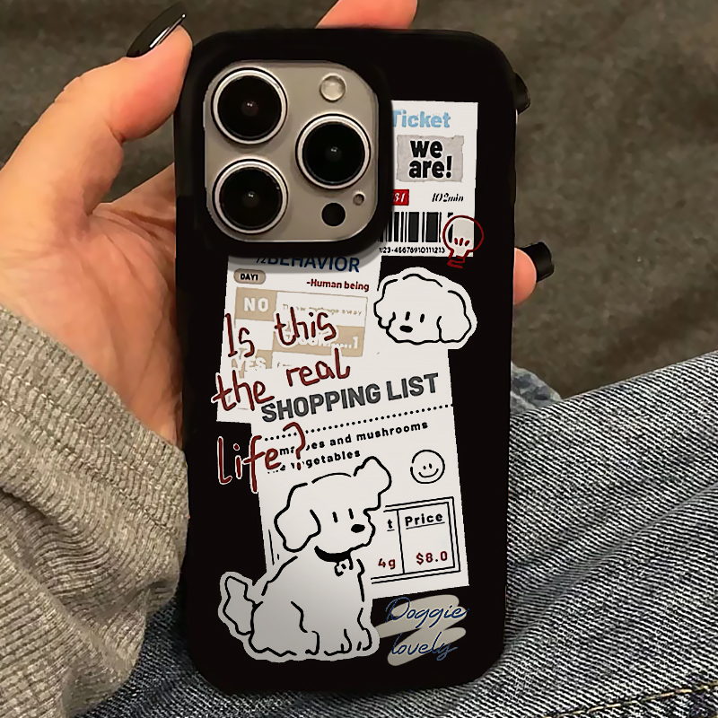 报纸小狗手机壳适用苹果16潮牌iphone15小米14可爱vivox200华为pura70透明mate60pro荣耀iqoo12红米k80一加13