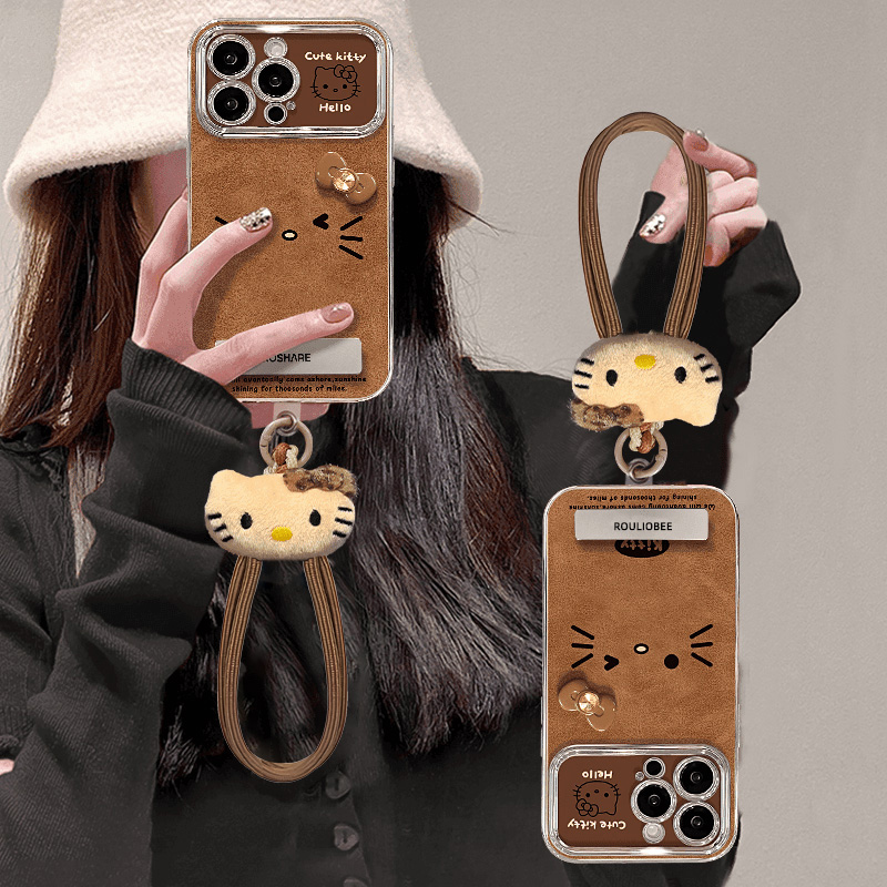 全机型硅胶软壳棕色KT猫电镀视窗