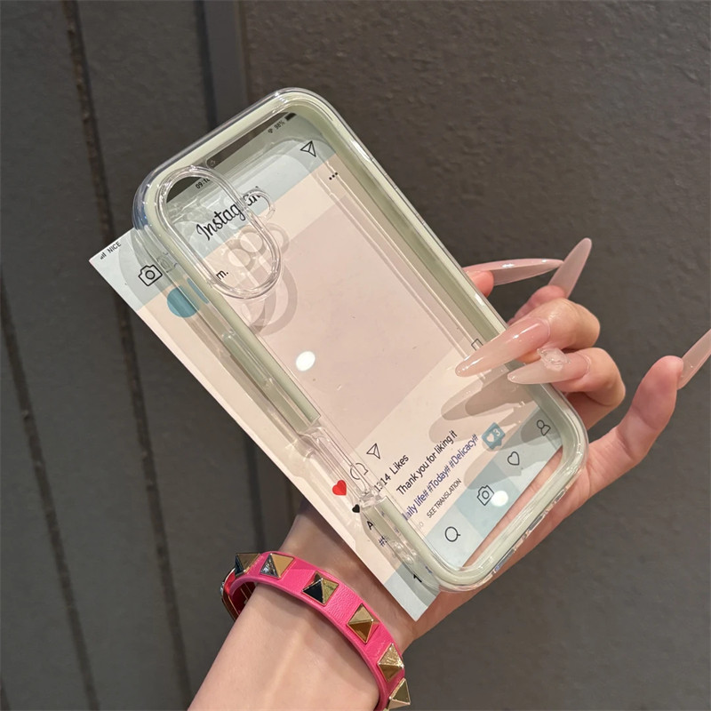 ins高颜值透色三合一新款适用iPhone16promax手机壳苹果15pro透明亚克力14个性百搭13防摔16新款保护套男女12