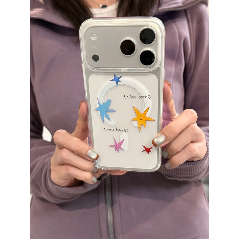 五彩星星适用iphone17promax苹果16pro磁吸手机壳17air可爱15亚克力14简约13透明12个性11高级16plus硬13mini