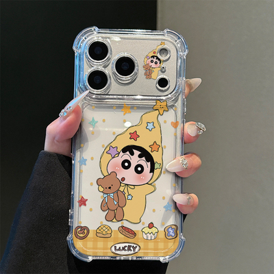 抱熊小新适用iphone17promax手机壳苹果16/15/14新款13华为mate70气囊防摔vivos30小米17oppo红米K80荣耀400