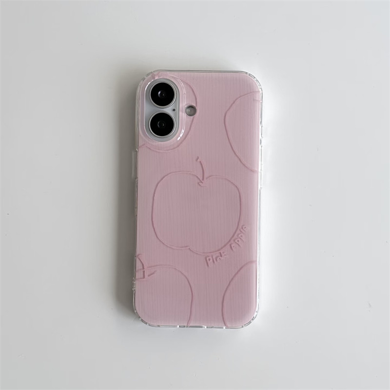 韩系甜美少女心粉线条苹果适用苹果17promax手机壳iPhone16新款15双层壳13华为P70荣耀vivo小米14红米K80oppo